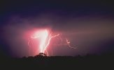 Forked lightning at night