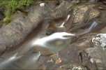 Mountain stream flowing over bedrock